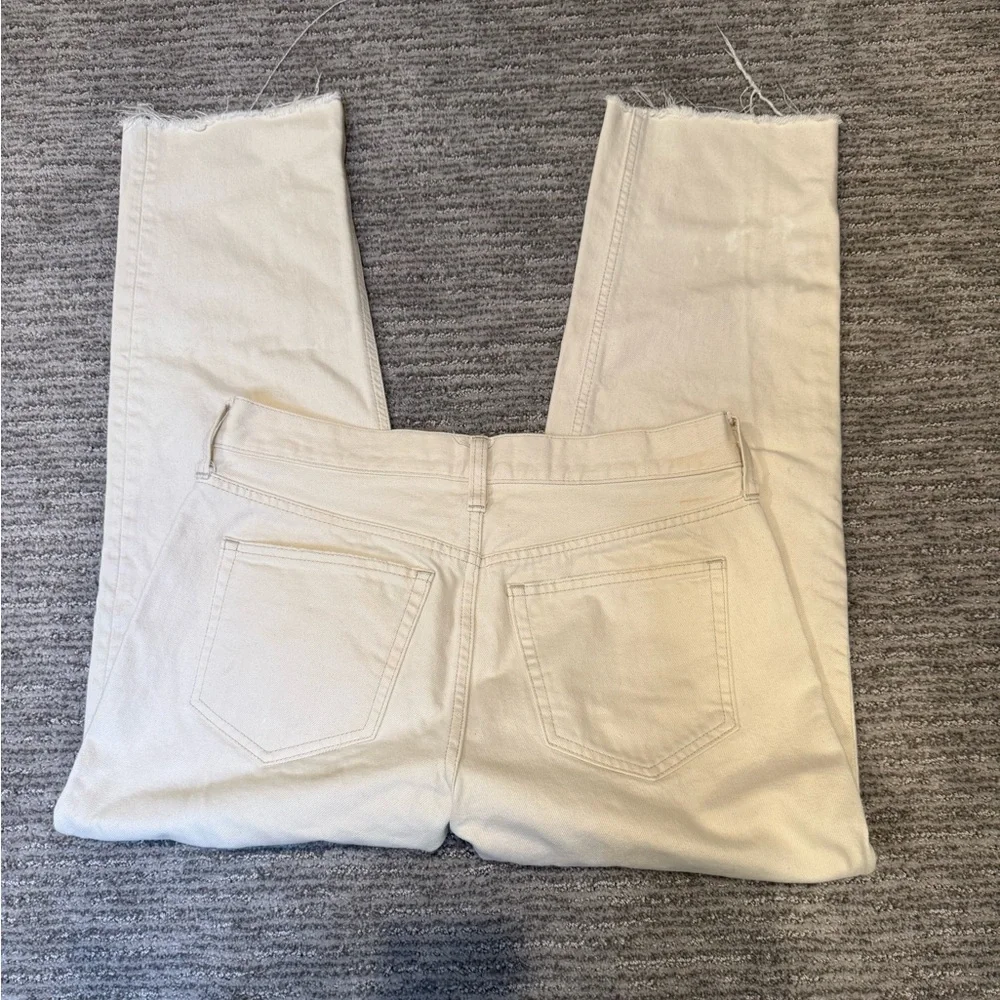 J. Crew Cream Straight-Leg jeans with raw hem